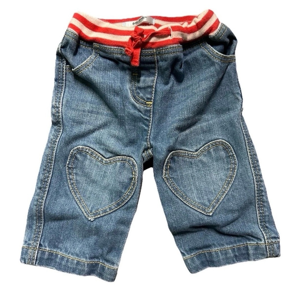 Baby Boden Blue Jeans Heart Stretch Waist Size 3-6 Months